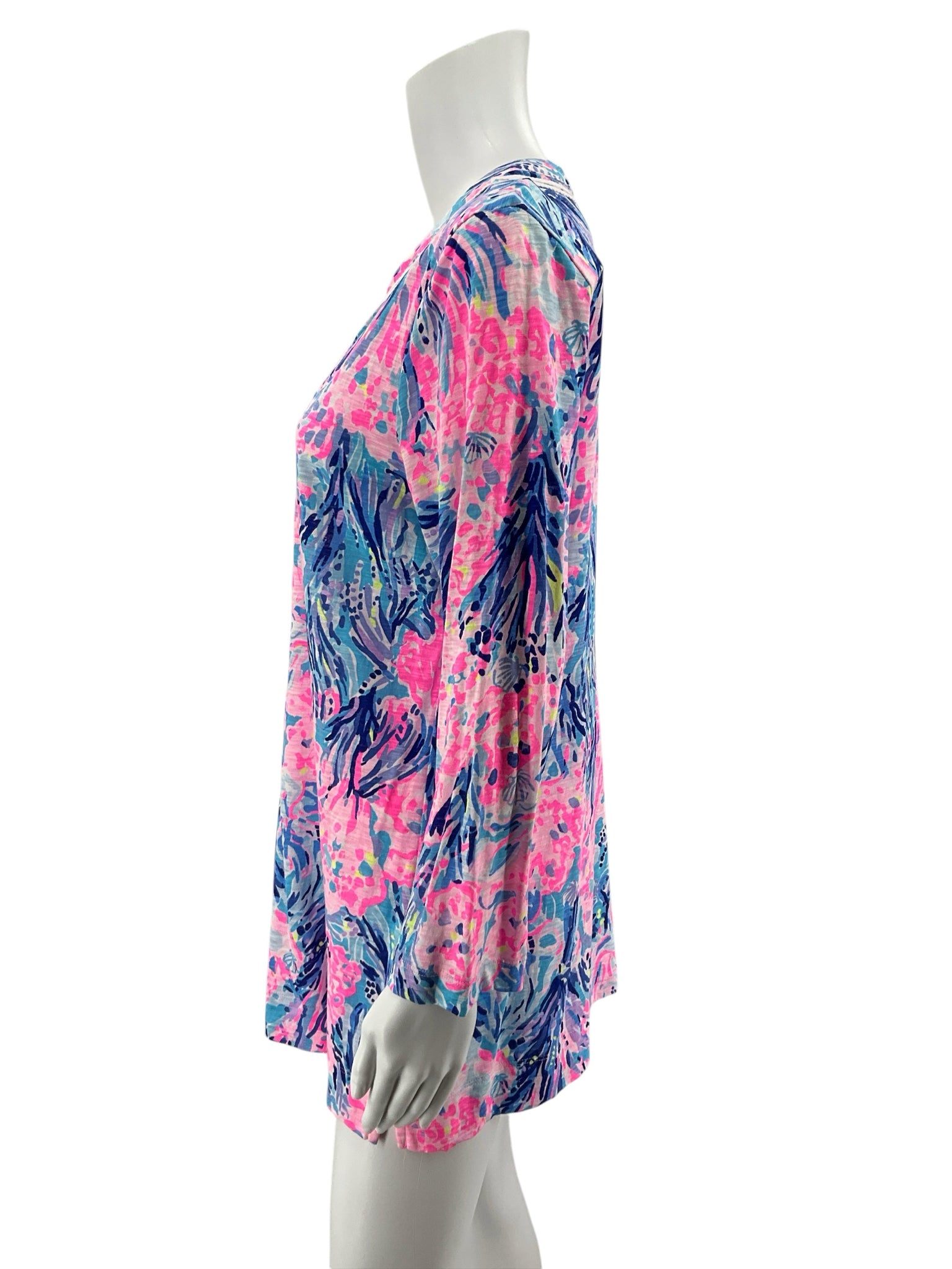 Lilly Pulitzer Katrina Tunic Top Multi Sink or Swim Print Cotton Size Large