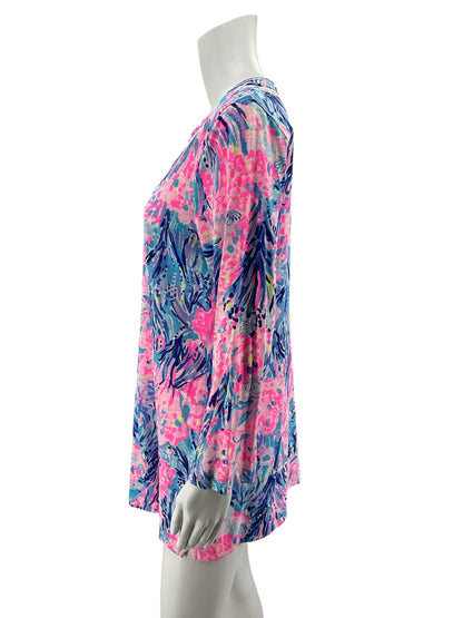 Lilly Pulitzer Katrina Tunic Top Multi Sink or Swim Print Cotton Size Large