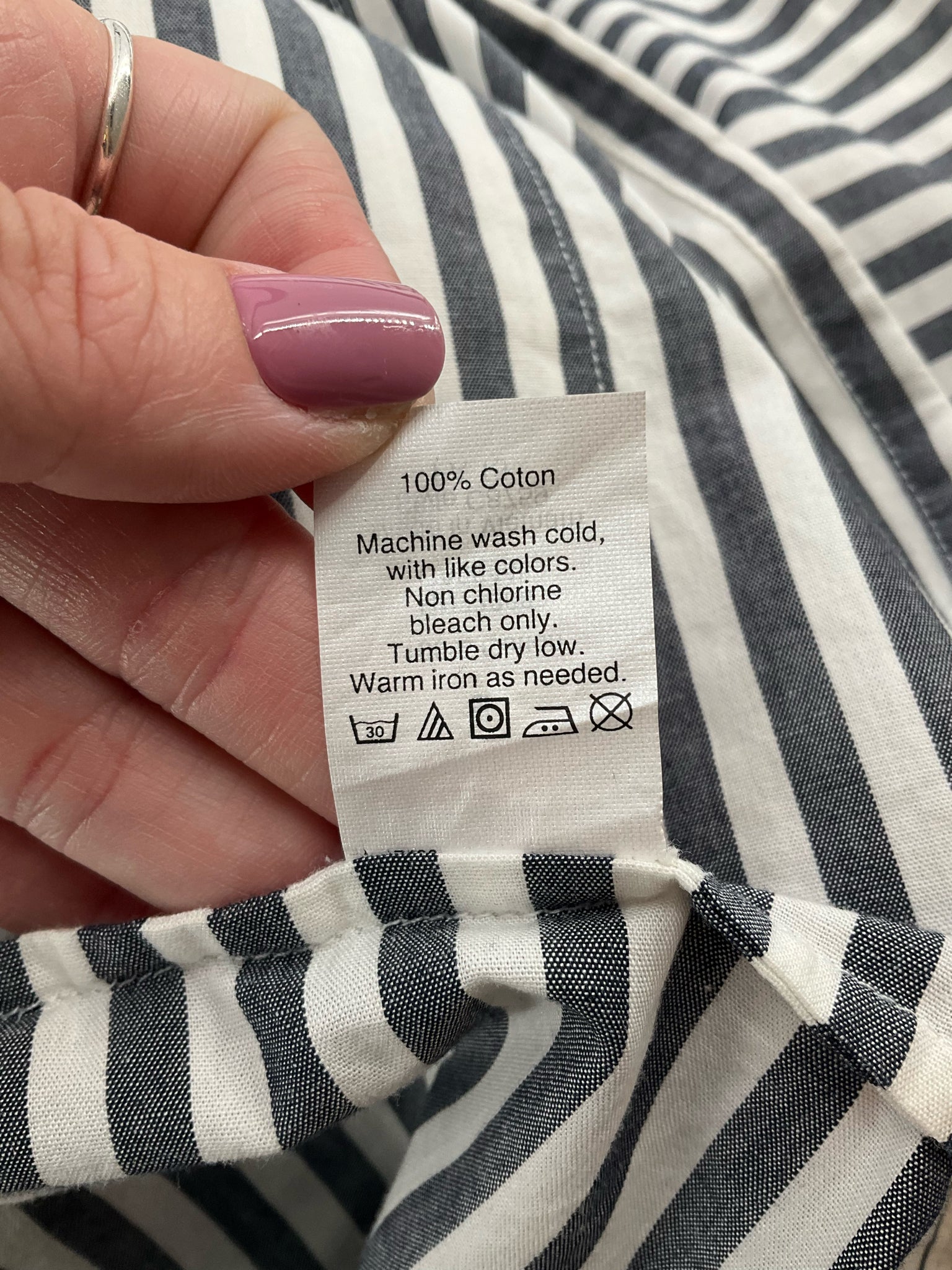 J Crew White/Gray Stripe Pre-Owned Ladies Dress - Size Small