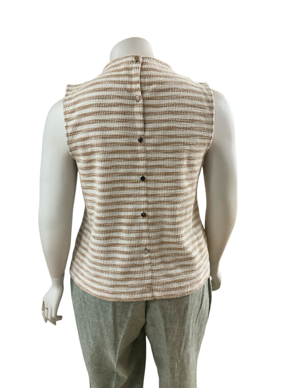 Talbots Tan/White Striped Pre-Owned Casual Top - Size XL - Margaret’s Fine Consignment