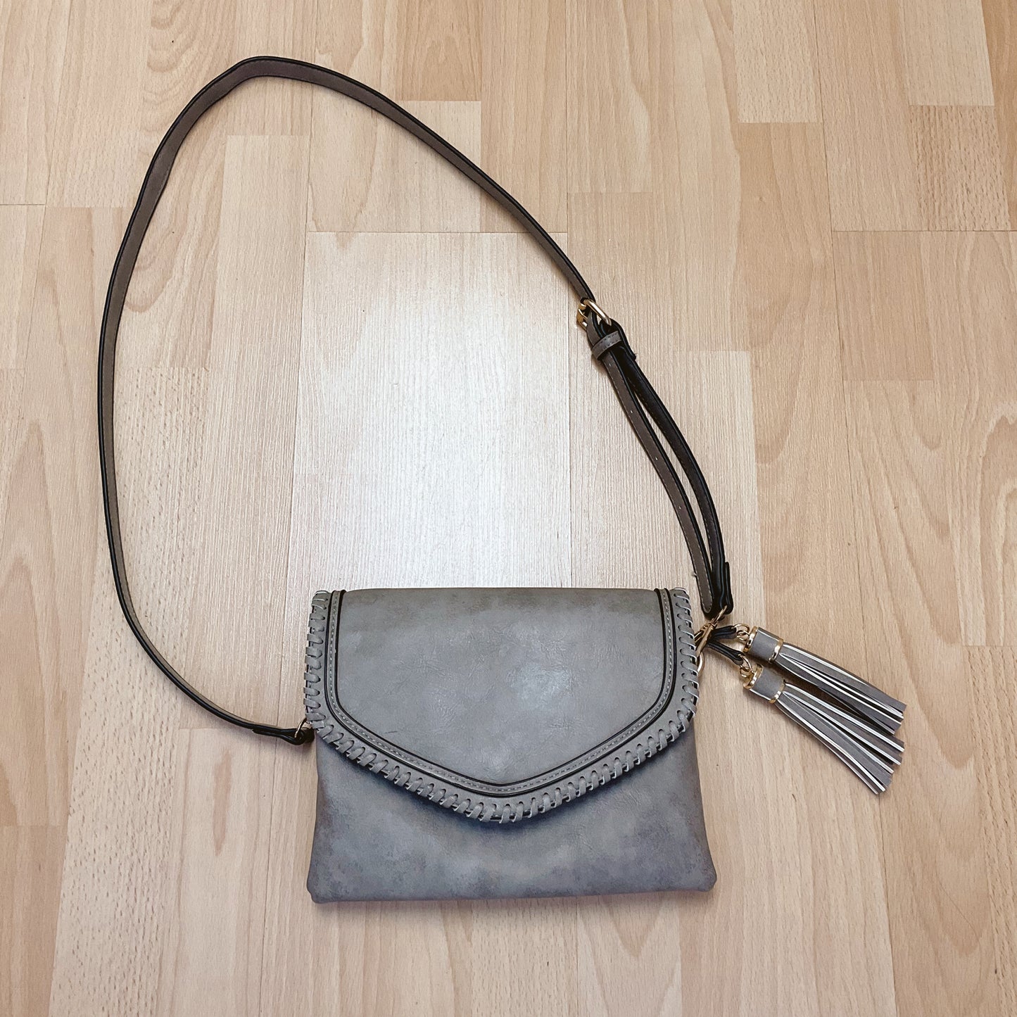 Taupe Solid Crossbody Bag