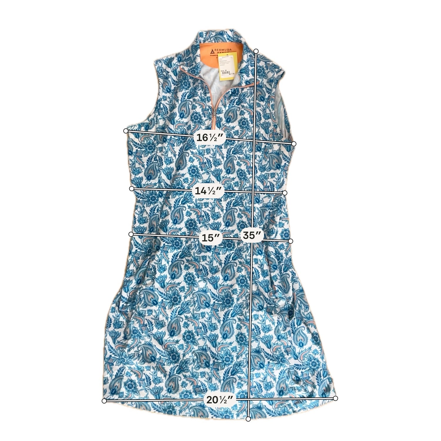 Bermuda Sands Floral Paisley Polo Golf Dress Sleeveless Quarter-Zip Size Medium