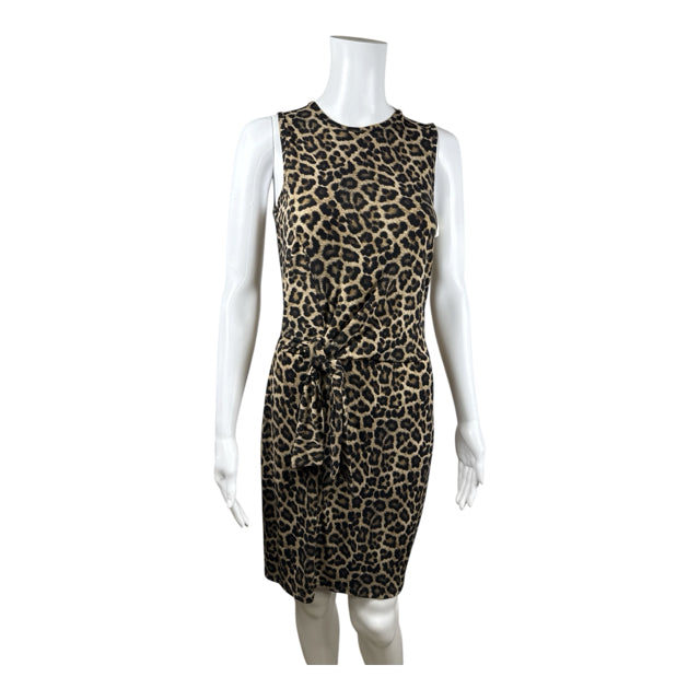 Michael Kors XS Black &amp; Brown Animal Print Sleeveless Dress