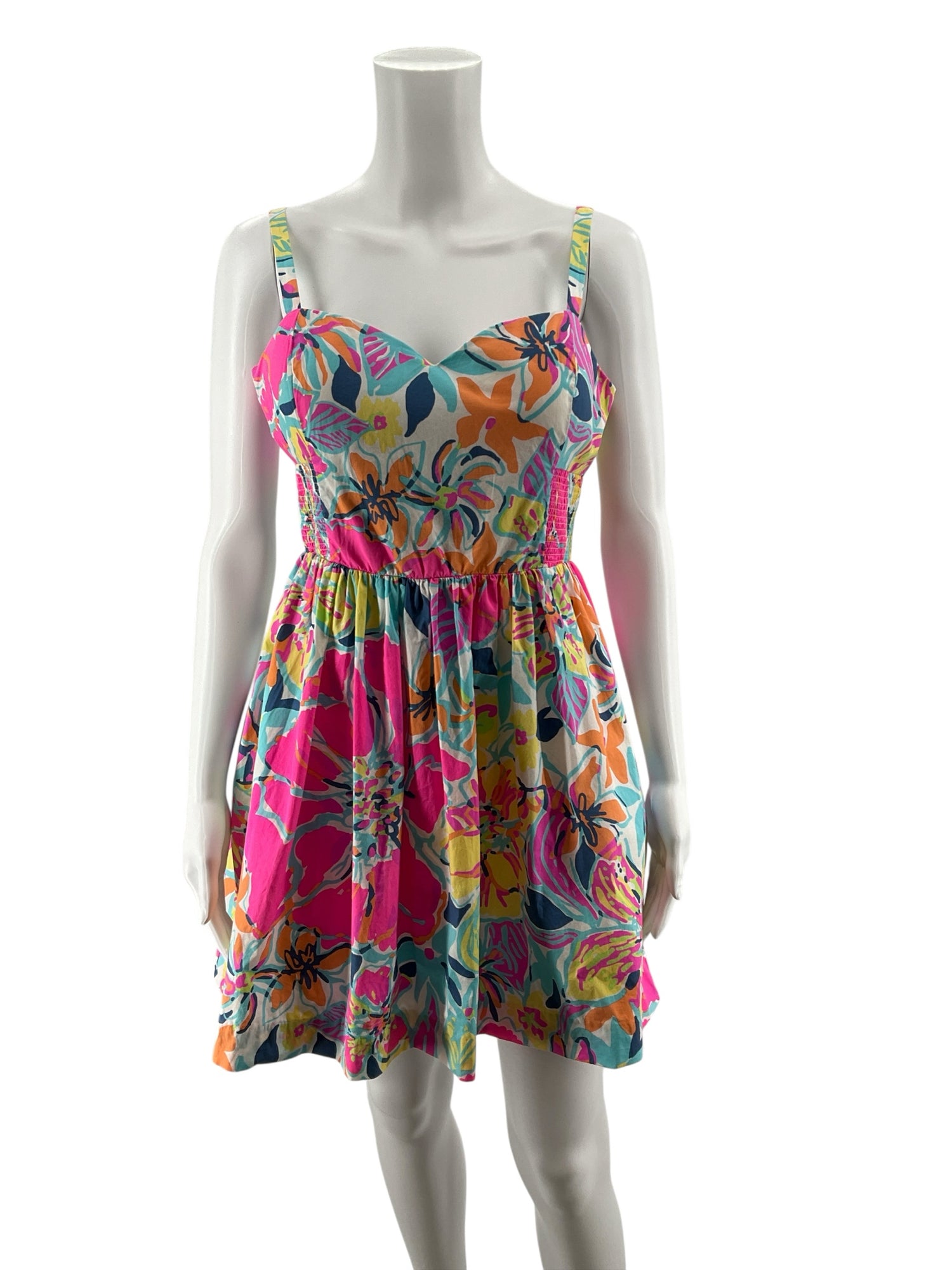 Lilly Pulitzer Delia Dress Hotty Pink First Impression Floral Mini Size 10