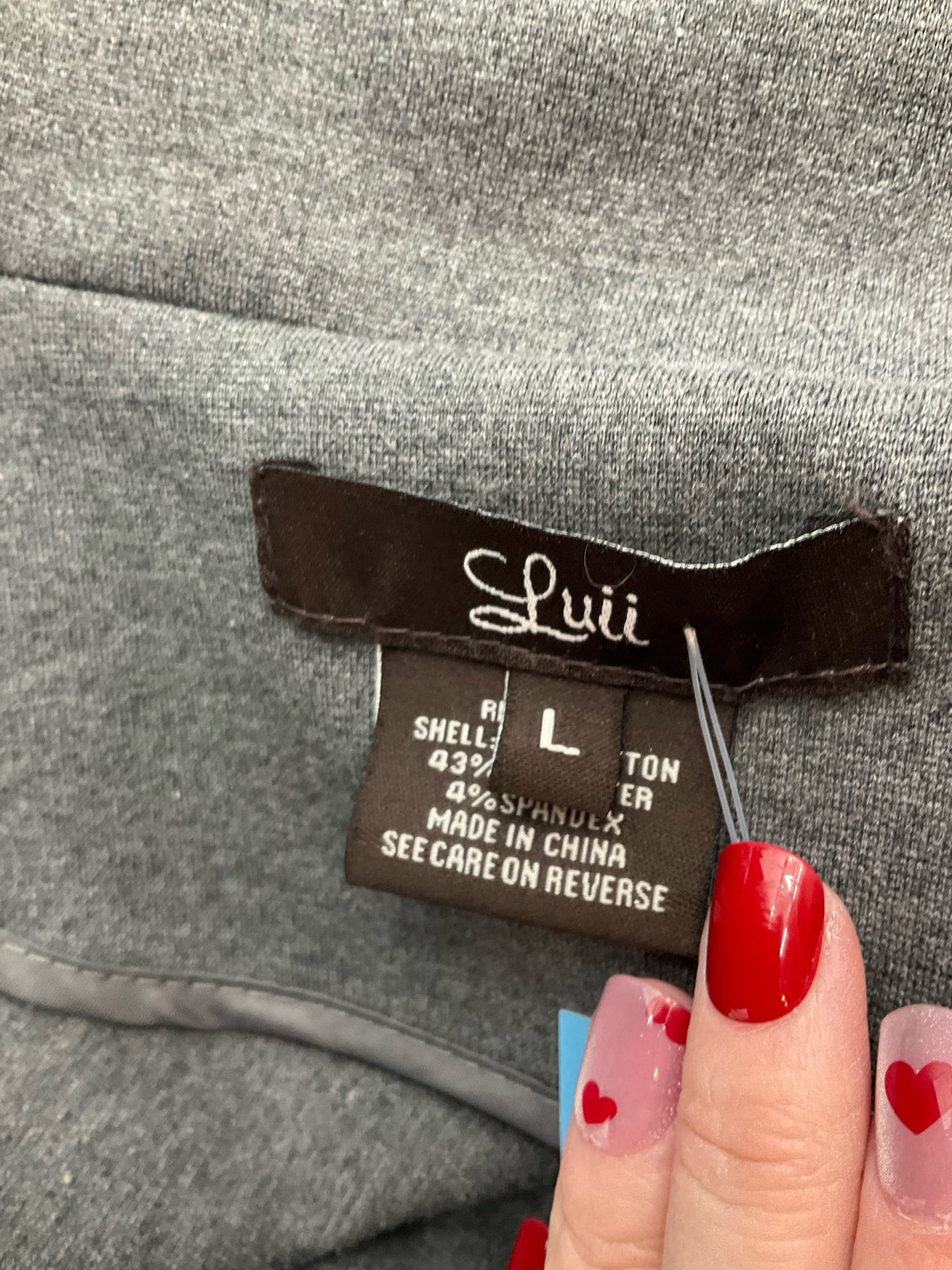 LUII Gray Solid Pre-Owned Ladies Jacket - Size Large