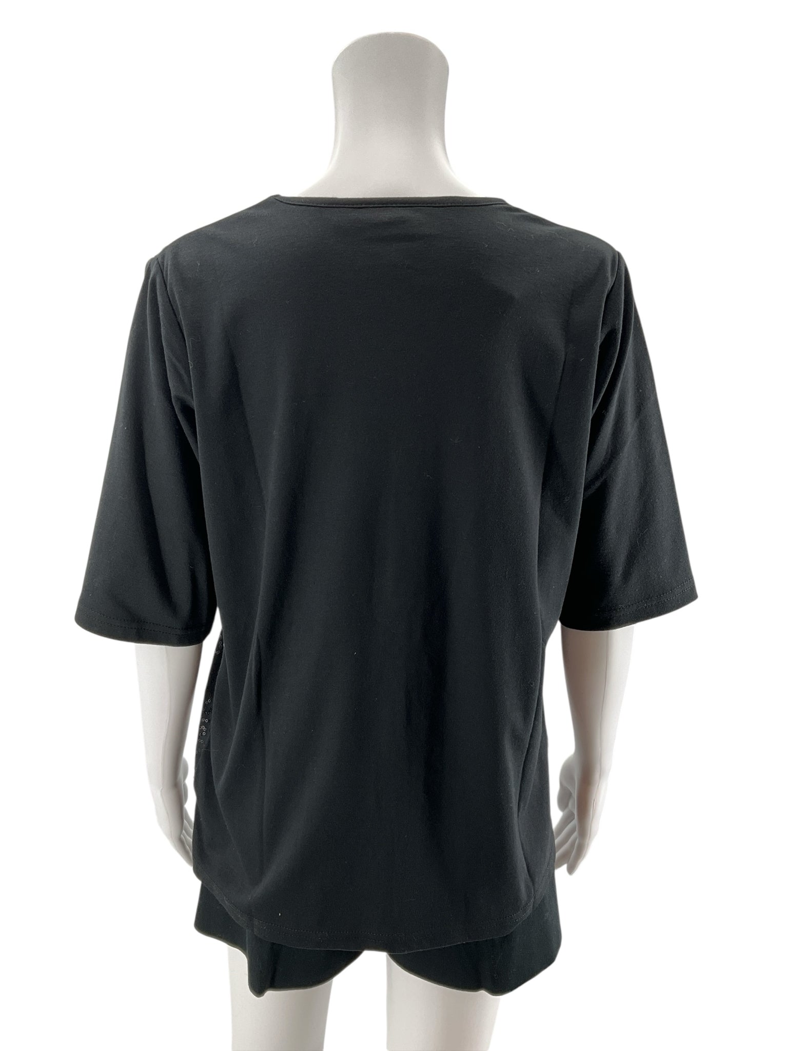Quacker Factory NWT Black Sequin Swirl Tunic Top | Size Medium