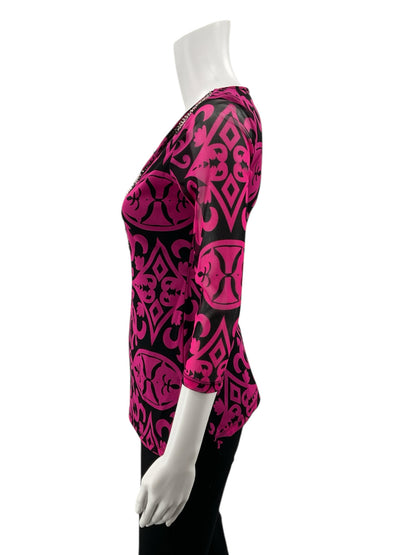 INC Pink/Black Print Pre-Owned Ladies Top -  Size Petite