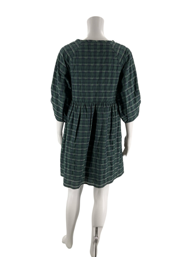 Madewell Green Plaid Pre-Owned Ladies Dress - Size Small