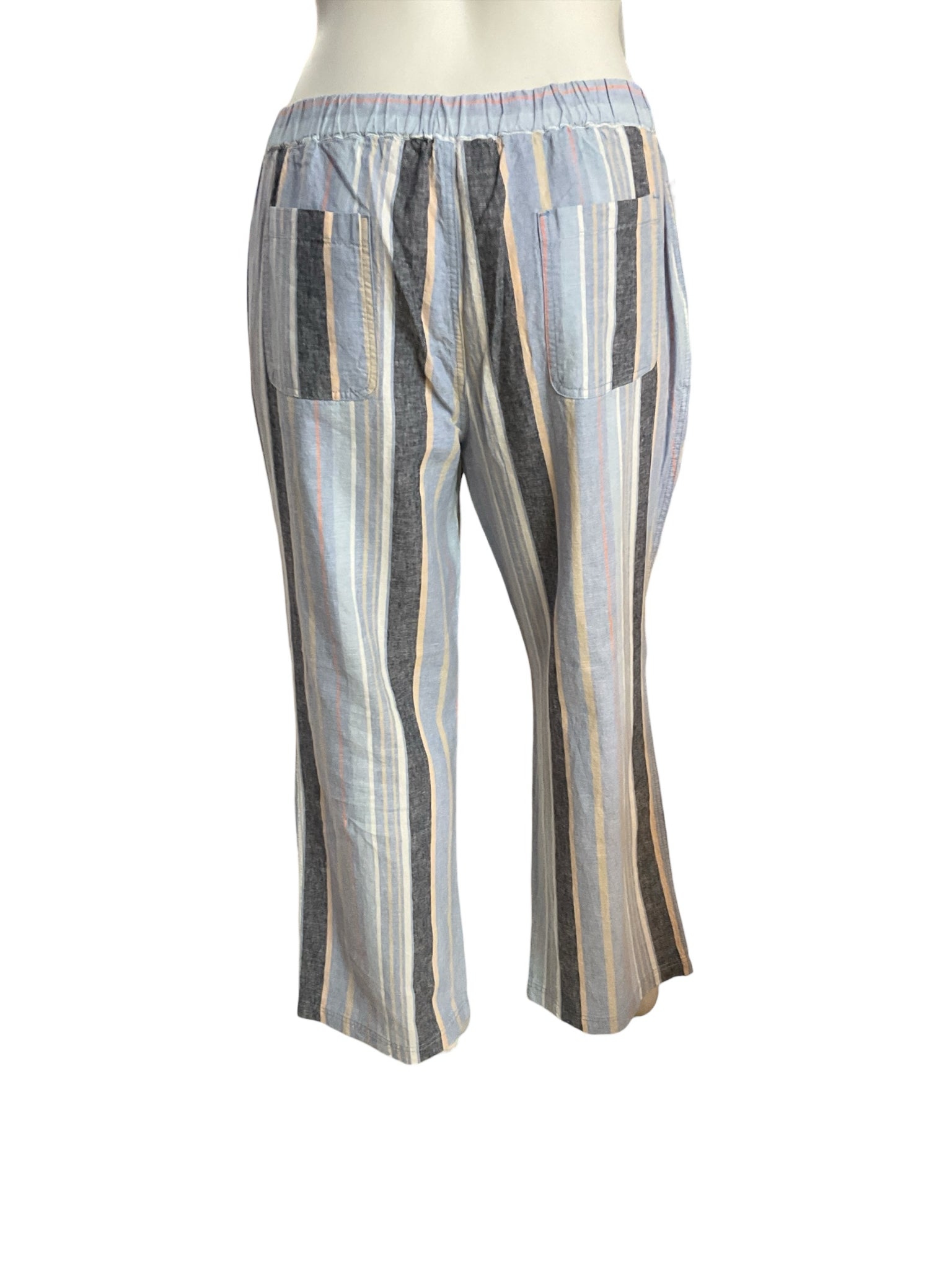 Natural Reflections Striped Linen Cotton Blend Pants | Size 2XL