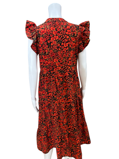 Entro Size S burnt orange/black Floral Dress