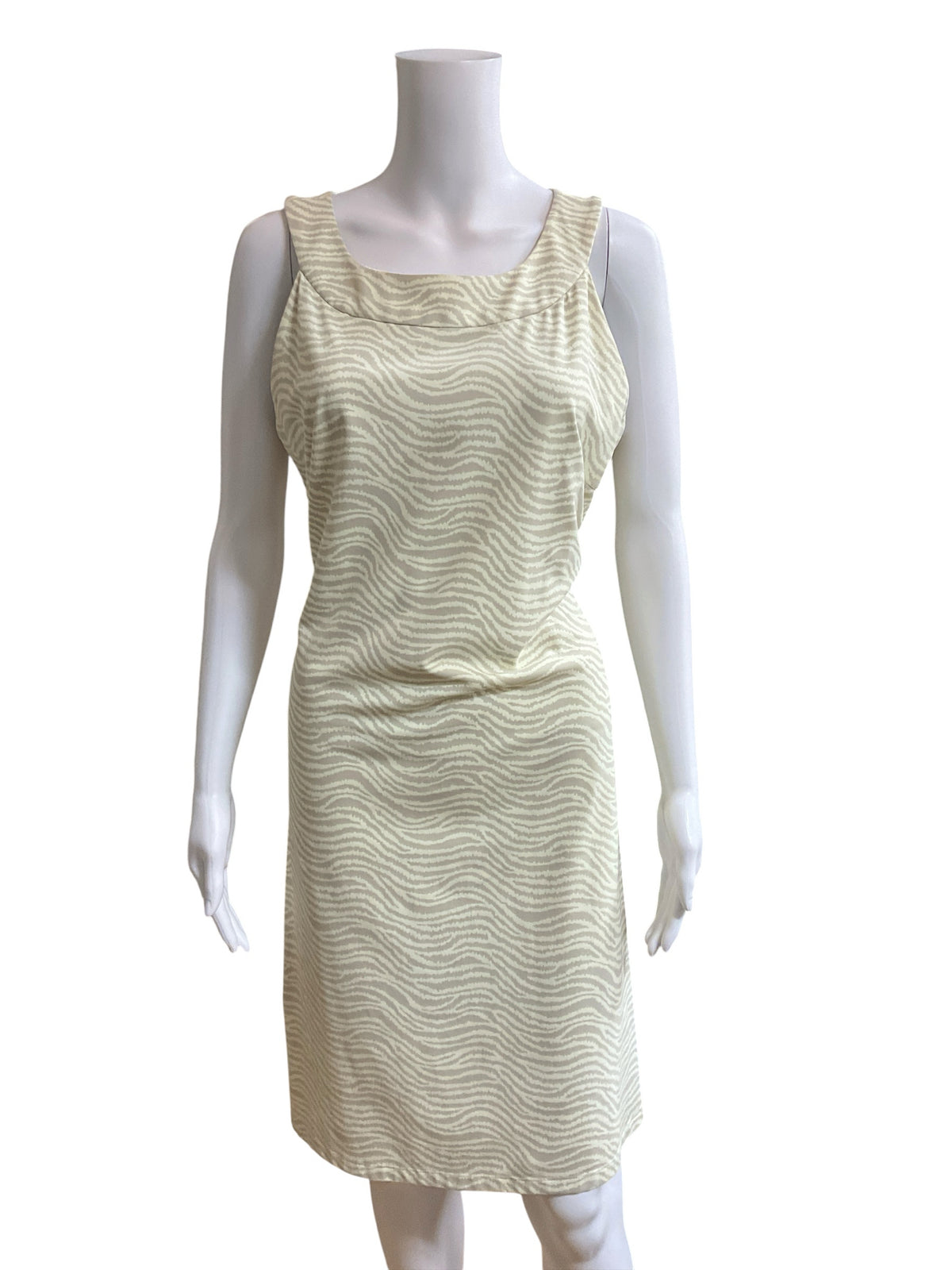 J. McLaughlin Tan &amp;amp; Cream Zebra Print Sleeveless Dress - Size L - ONLINE ONLY