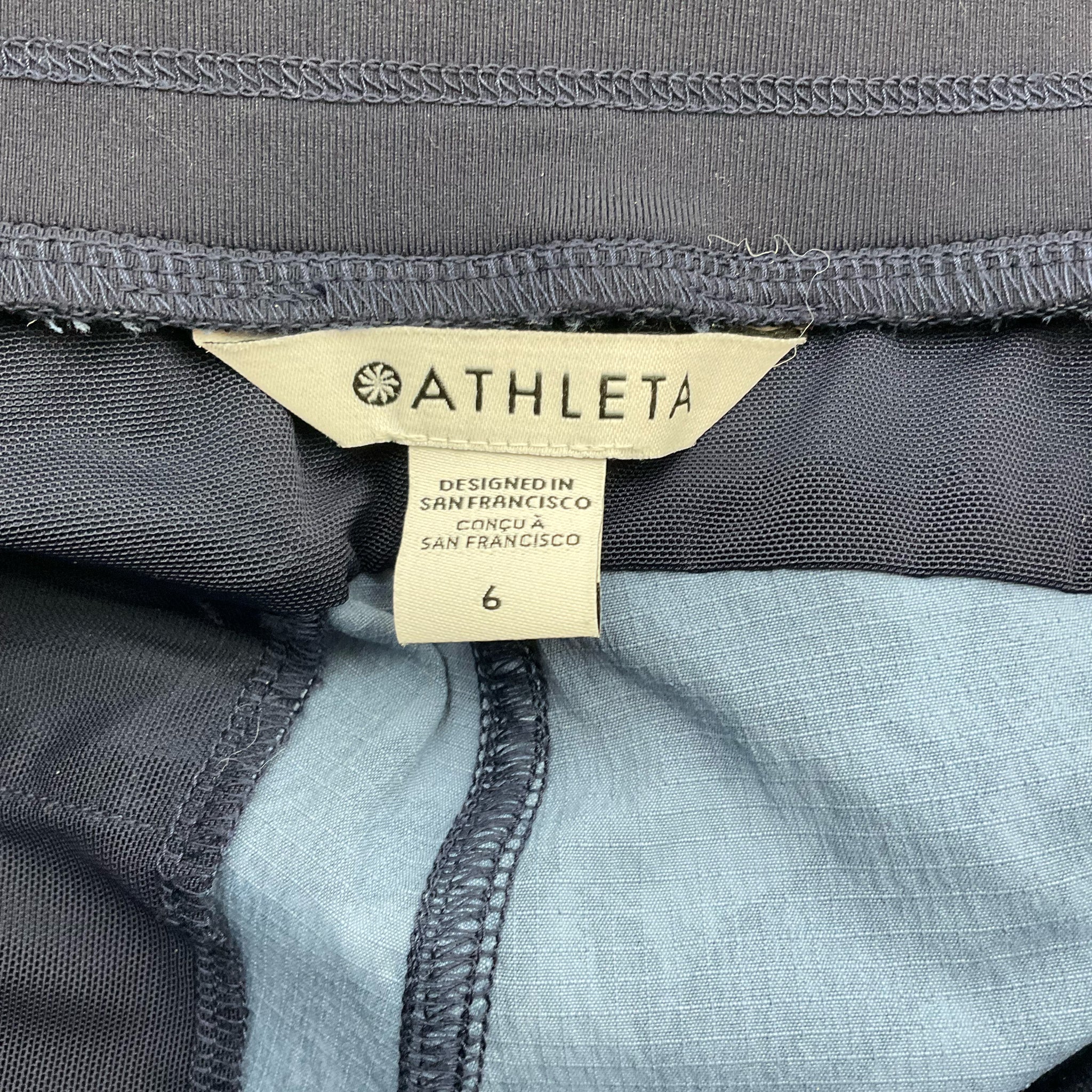 Athleta blue floral activewear for ladies, size 6, featuring a vibrant floral pattern and comfortable fit.