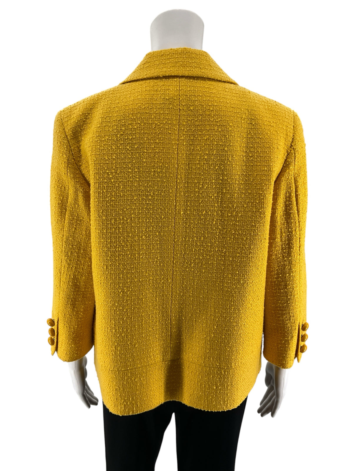 Talbots Mustard Yellow Bouclé Tweed Blazer Jacket Size 10