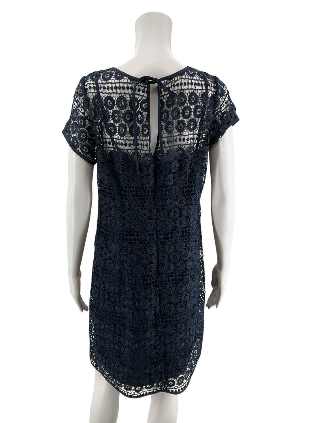 LOFT Outlet Navy Blue Geometric Eyelet Lace Shift Dress Size 10 NWT - ONLINE ONLY