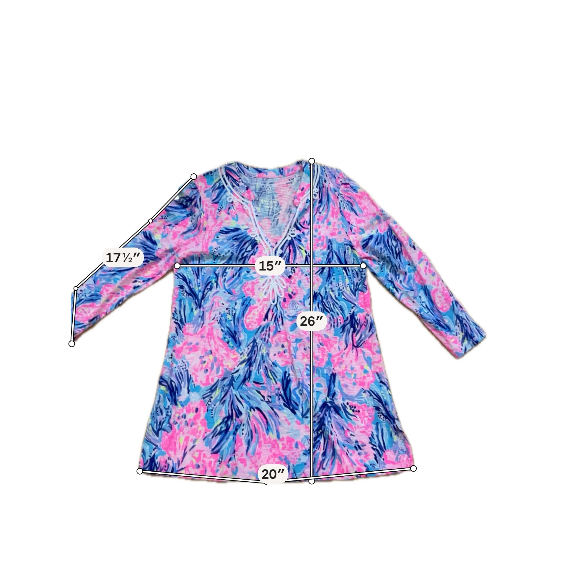 Lilly Pulitzer Katrina Tunic Top Multi Sink or Swim Print Cotton Size Large