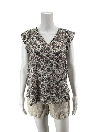 LOFT Petite Floral V-Neck Sleeveless Blouse Top Size Medium Petite