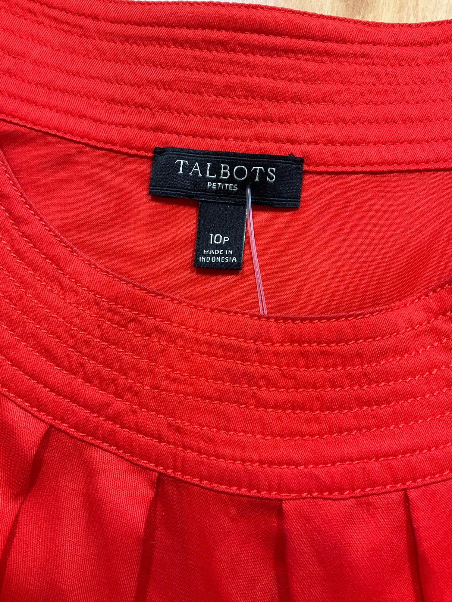 Talbots Petites Orange Tencel Blouse Size 10P Button Shoulder Roll-Tab Sleeve Top