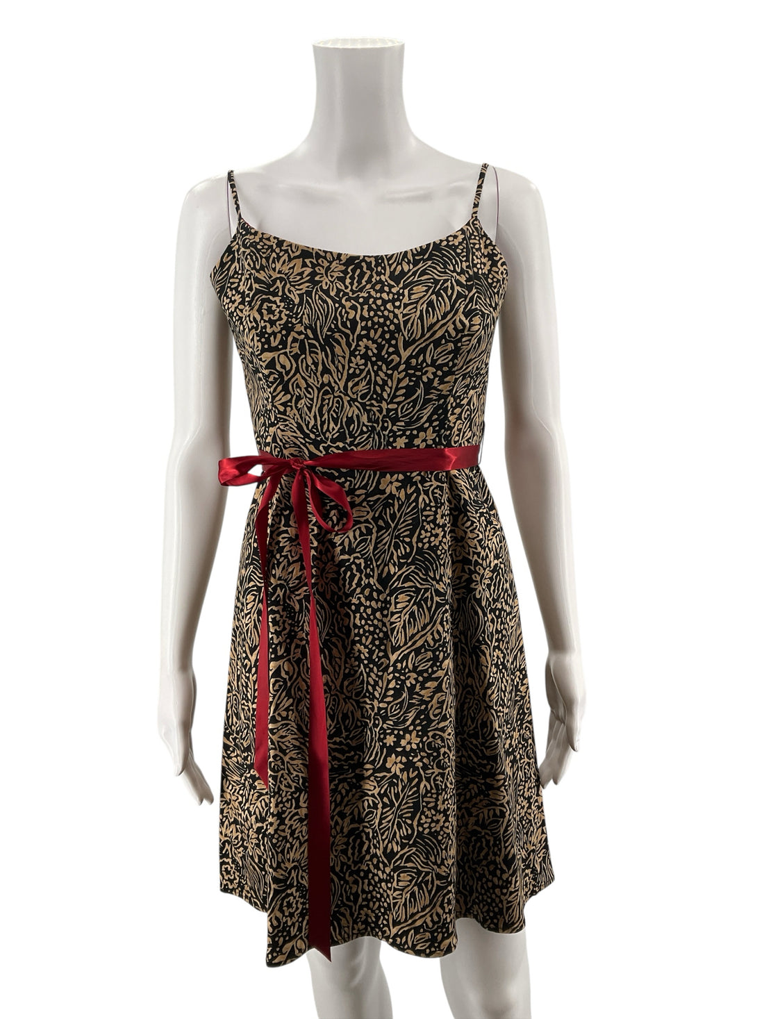 Jessica Howard Petite Floral Print Fit &amp; Flare Dress with Red Sash Belt | Size 4P