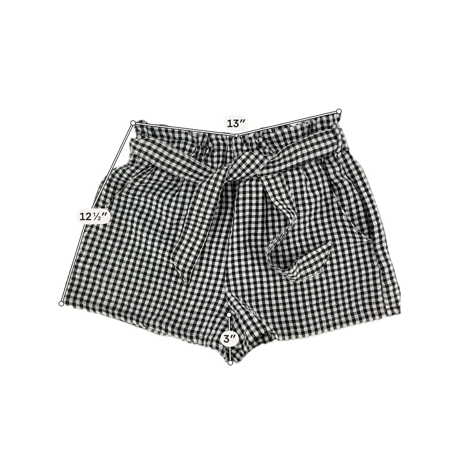 I.N. San Francisco Gingham Paperbag Shorts with Belt | Size Medium