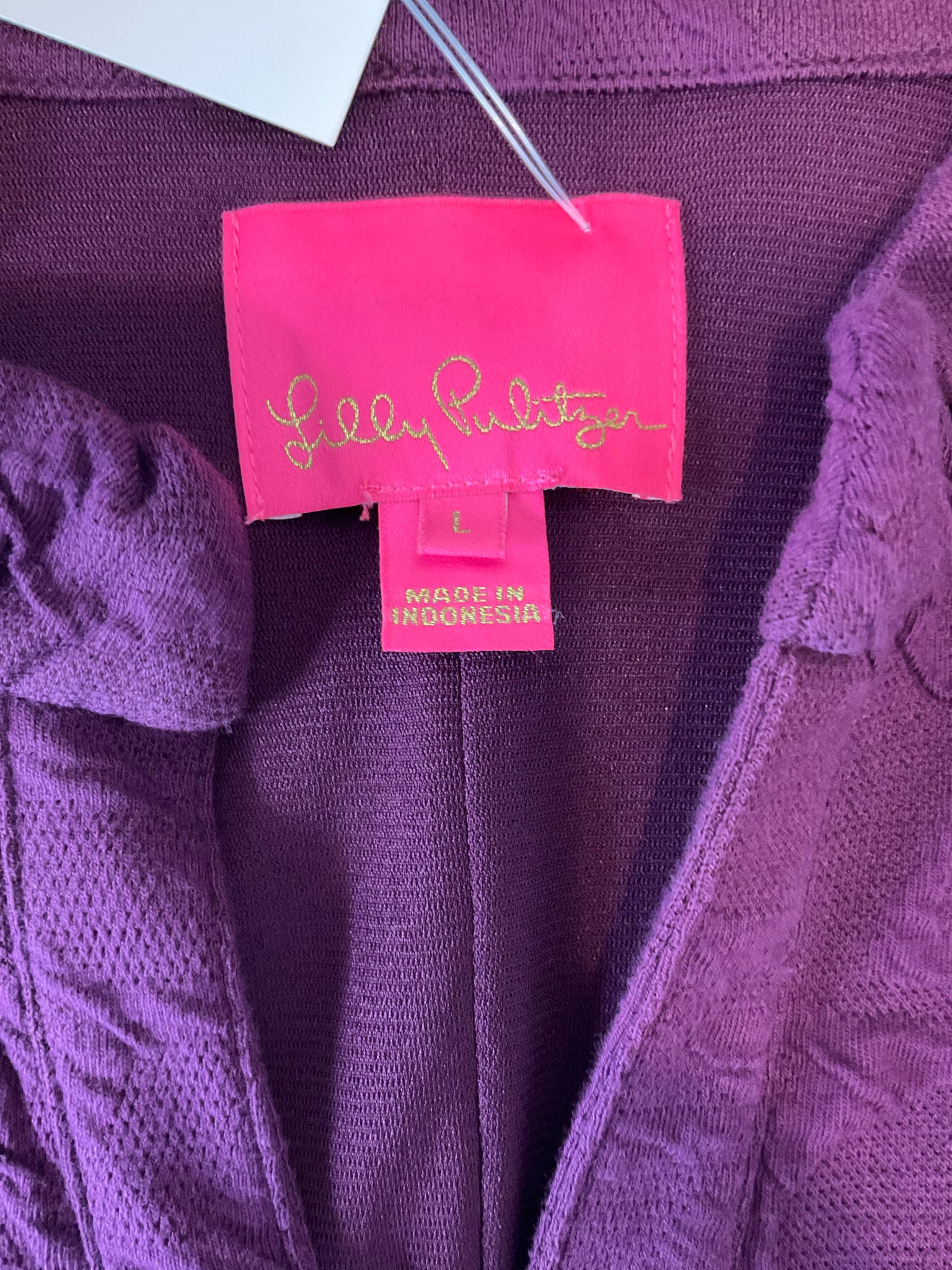Lilly Pulitzer Kessler Dress Plum Jacquard Puff Sleeve Size Large