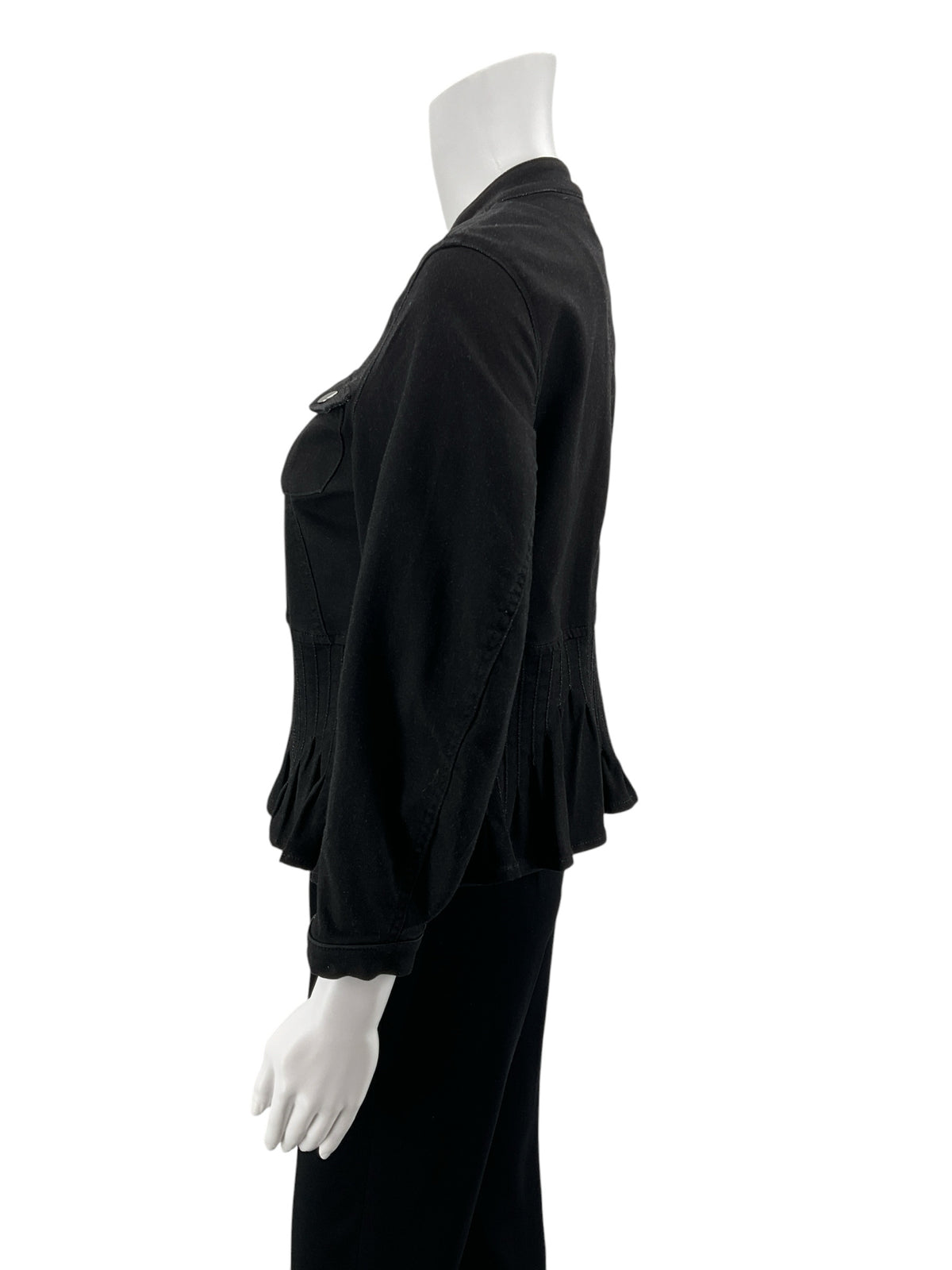 Peace Of Cloth Black Peplum Snap Front Utility Jacket Size XS