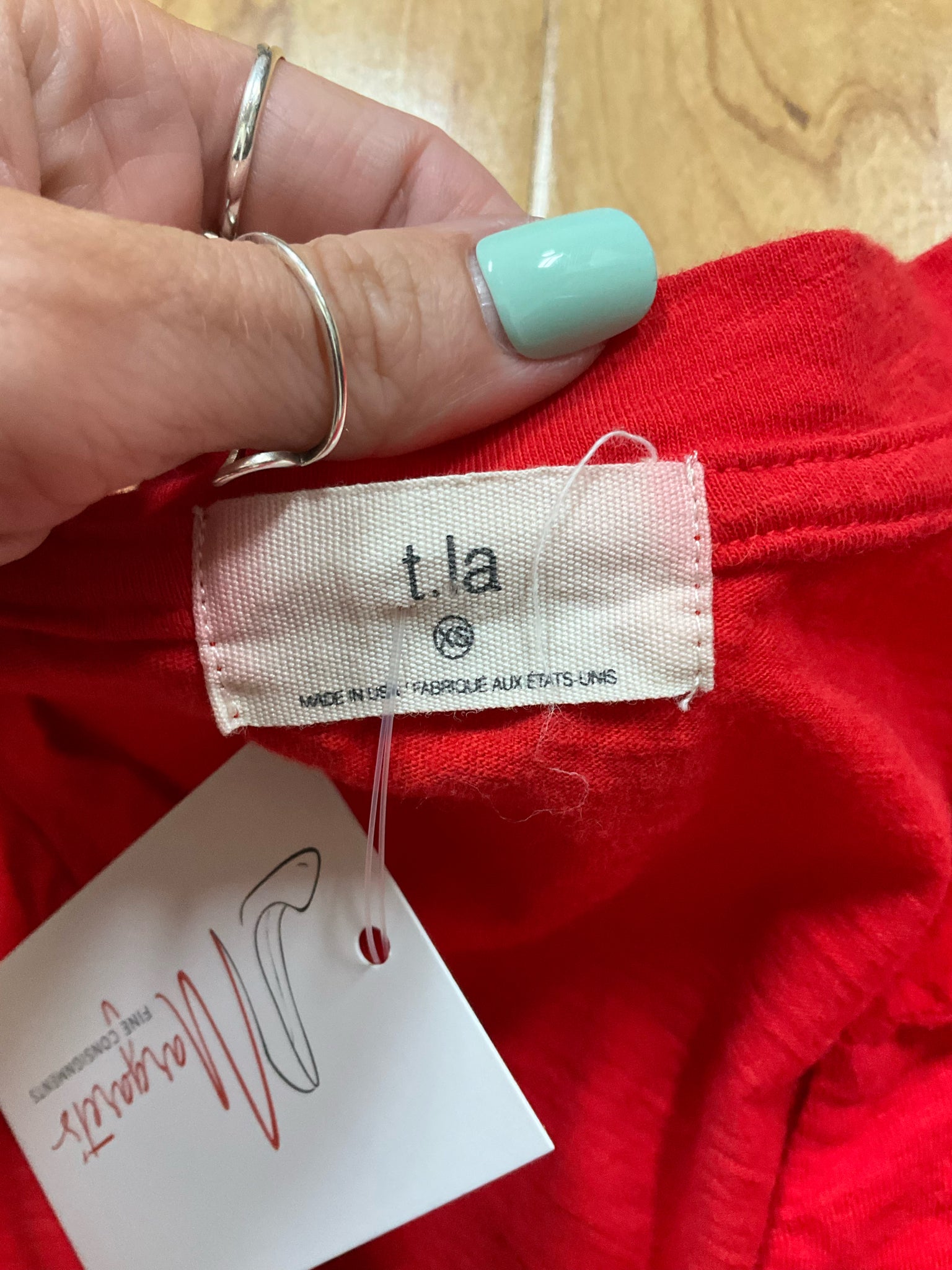 T.la by Anthropologie Red Slub Knit V-Neck 3/4 Sleeve Top XS