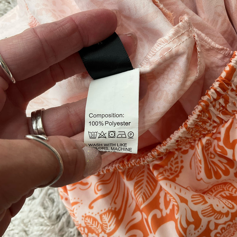 Orange White Floral Sleeveless Dress – Size Medium, Excellent Pre-Owned - Margaret’s Fine Consignment