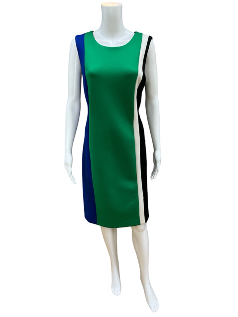 Ellen Tracy Blue/Green/Black Dress Size 14