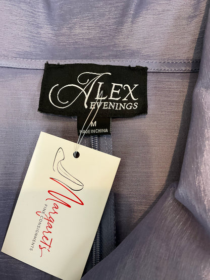 Alex Evenings Shimmer Waterfall Collar Faux Wrap Top Size M Lavender