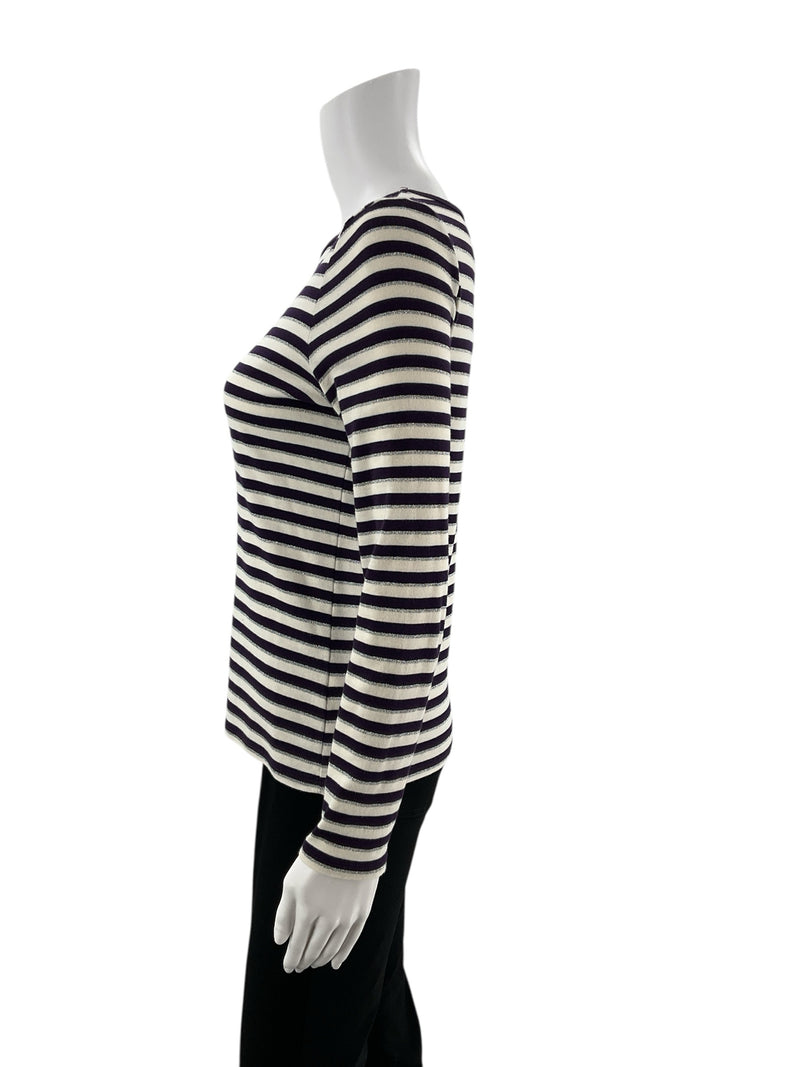 Talbots Purple/White Stripe Pre-Owned Ladies Top - Size Small Petite