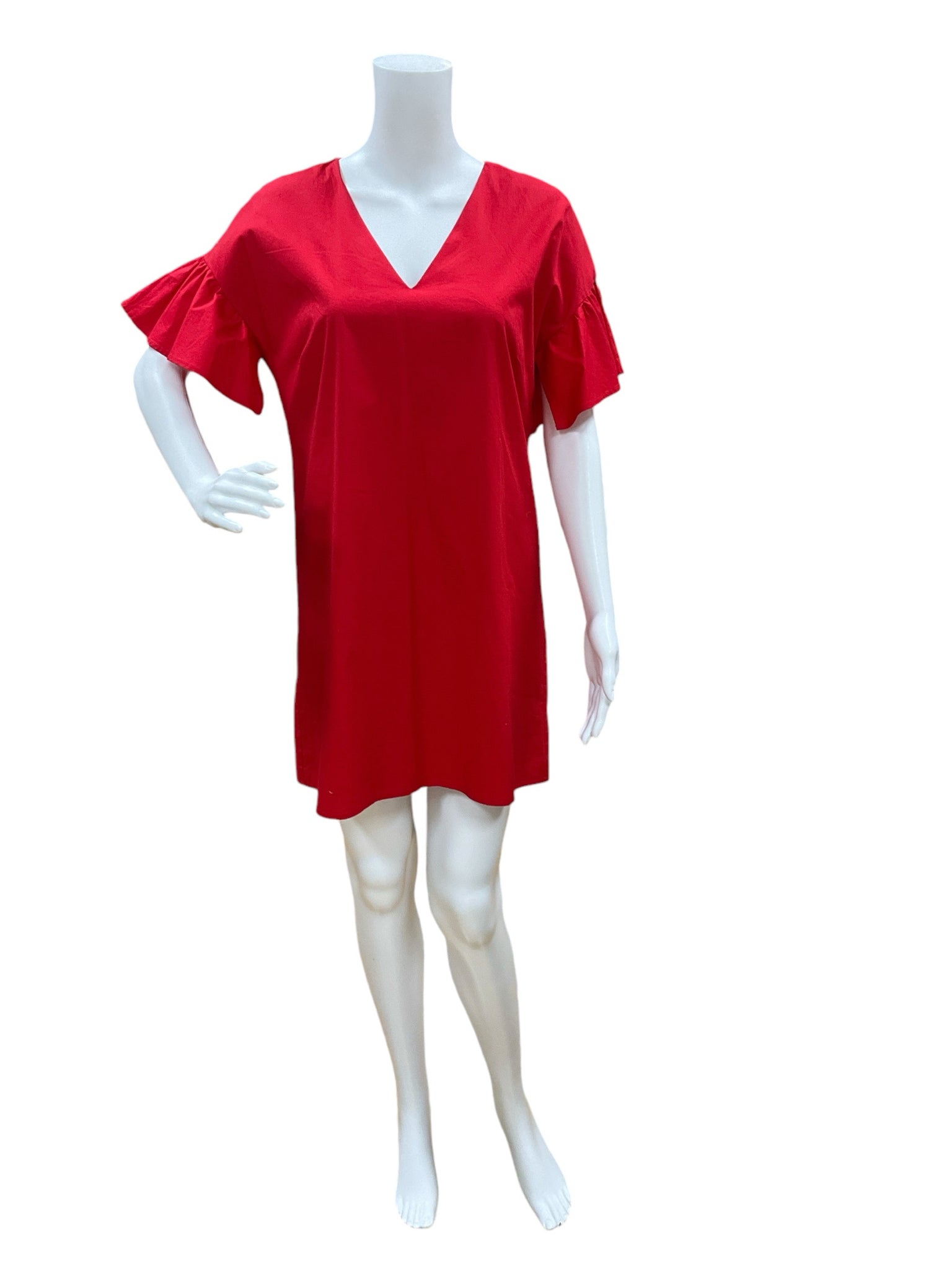 Adrienne Red Solid Dress Size Small - front view