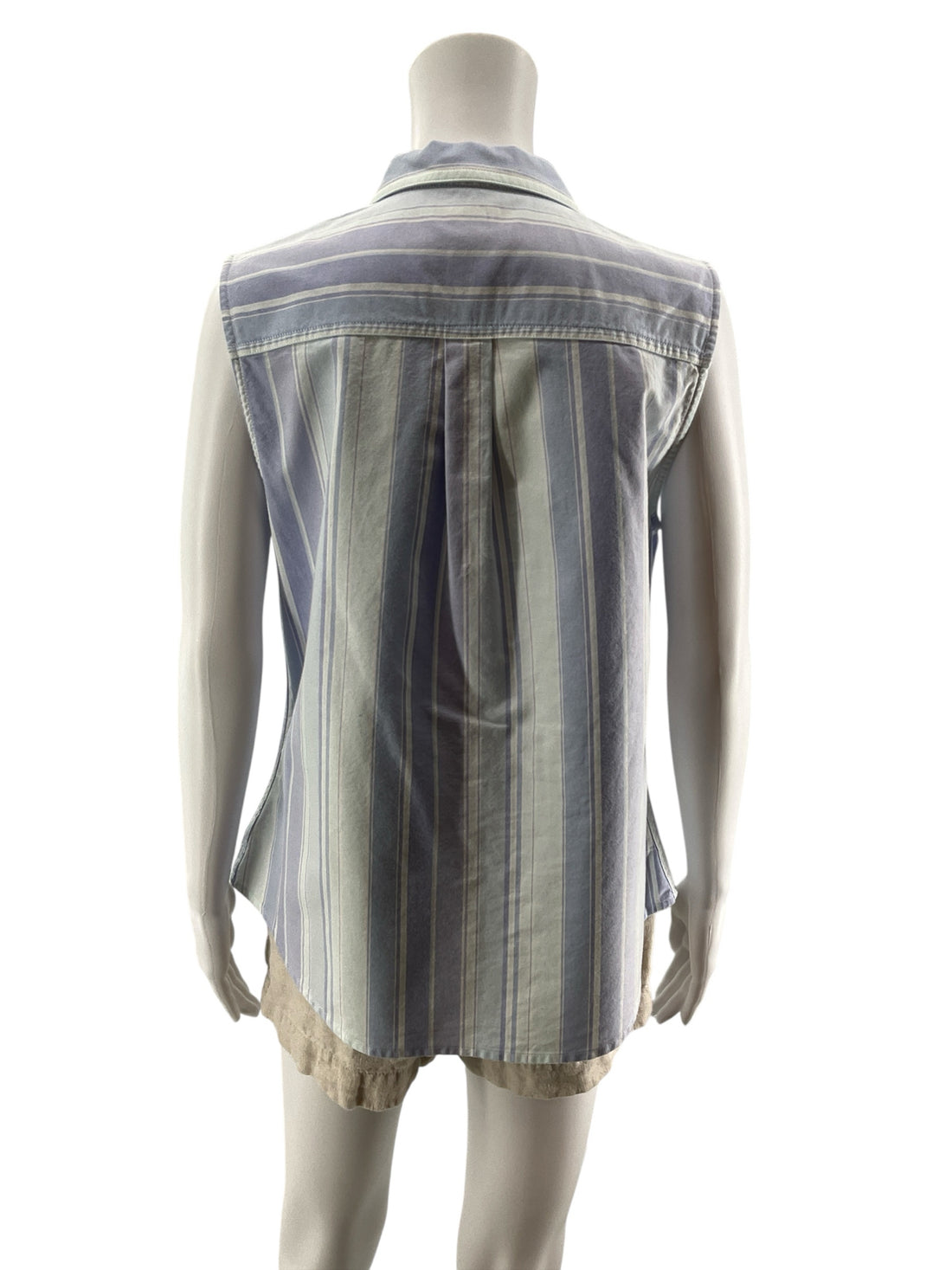 L.L.Bean Striped Sleeveless Button-Down Cotton Shirt | Women&