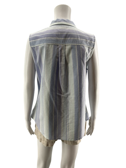 L.L.Bean Striped Sleeveless Button-Down Cotton Shirt | Women&