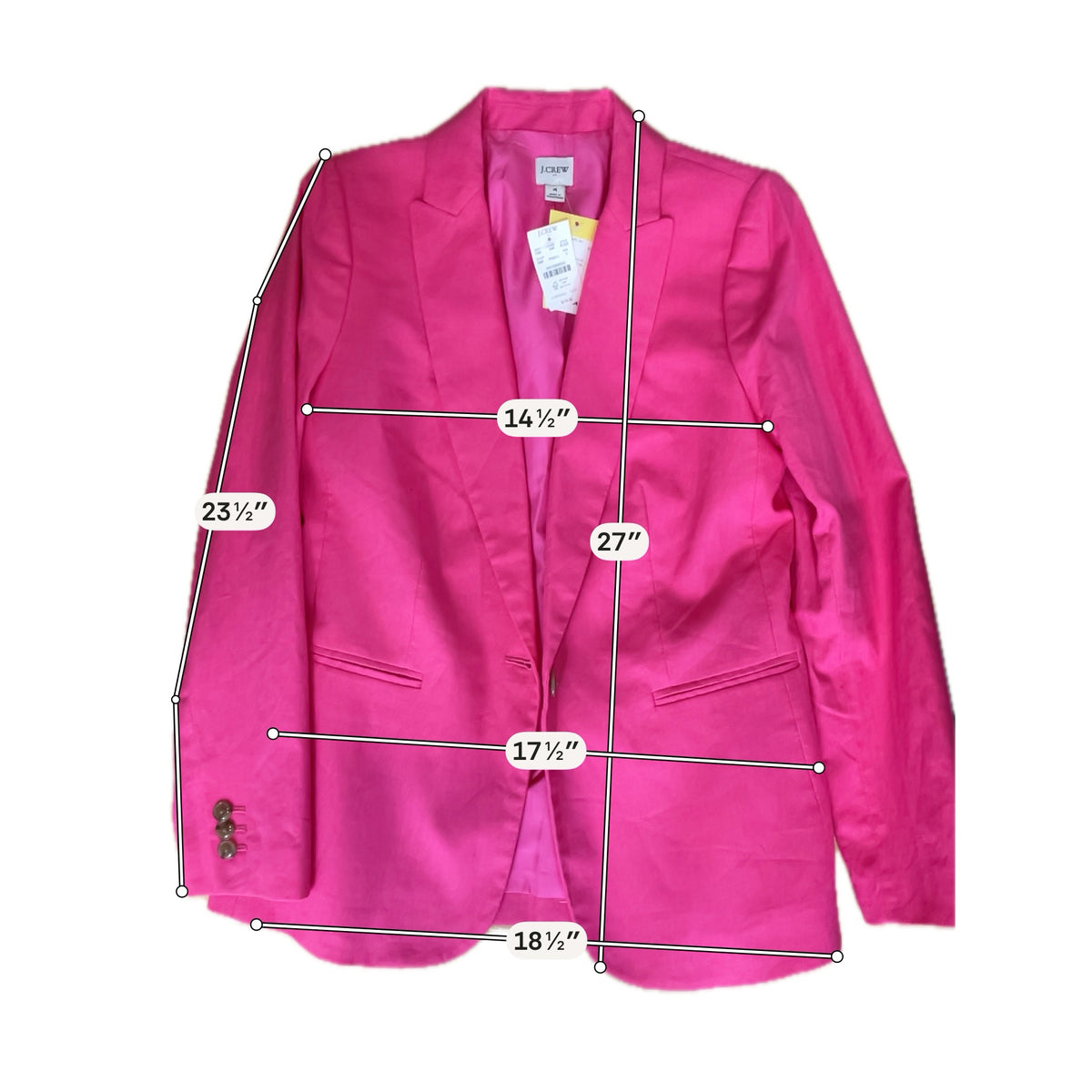 J.Crew Parke Linen-Cotton Blazer Fuchsia Pink NWT Size 4