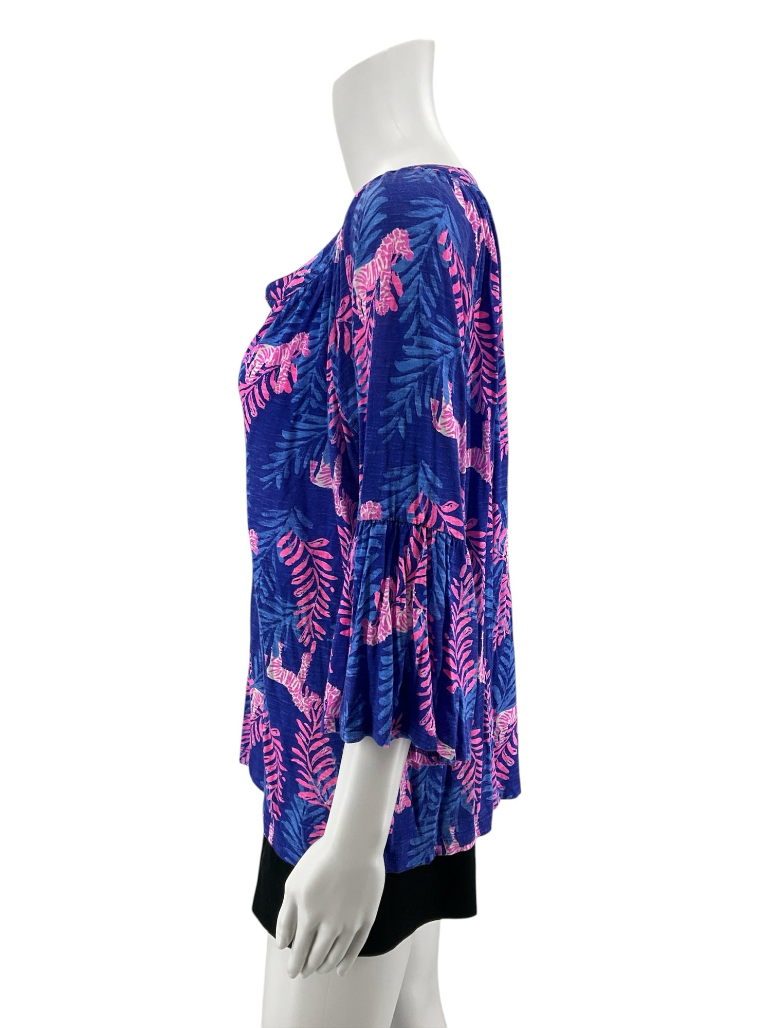 Lilly Pulitzer Matilda Tunic Top On Parade Print Blue Pink Zebra Size Large