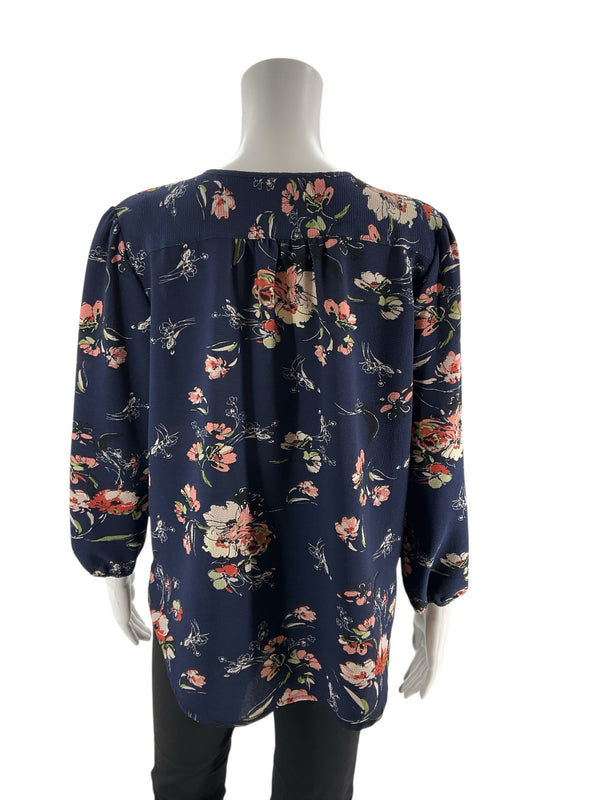 fun2fun Navy Floral Pre-Owned Ladies Top - Size Medium