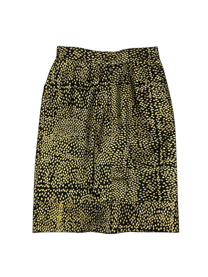 D.R. Jordan Black/Gold Skirt DR Jordan Vintage Black Leather Skirt Gold Foil Polka Dot Size 6 - Size 6