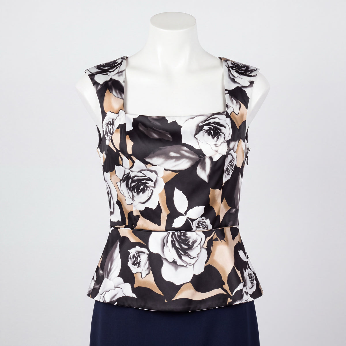 White House Black Market Floral Rose Print Peplum Top Size 0 - ONLINE ONLY