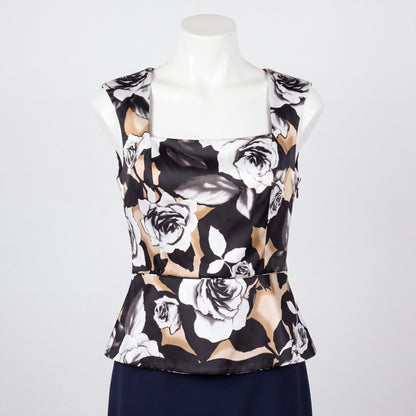 White House Black Market Floral Rose Print Peplum Top Size 0 - ONLINE ONLY