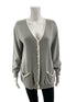 St. John Sport by Marie Gray gray/white Sweaters V-Neck Cardigan Sweater Heather Gray White Size Small - Size S