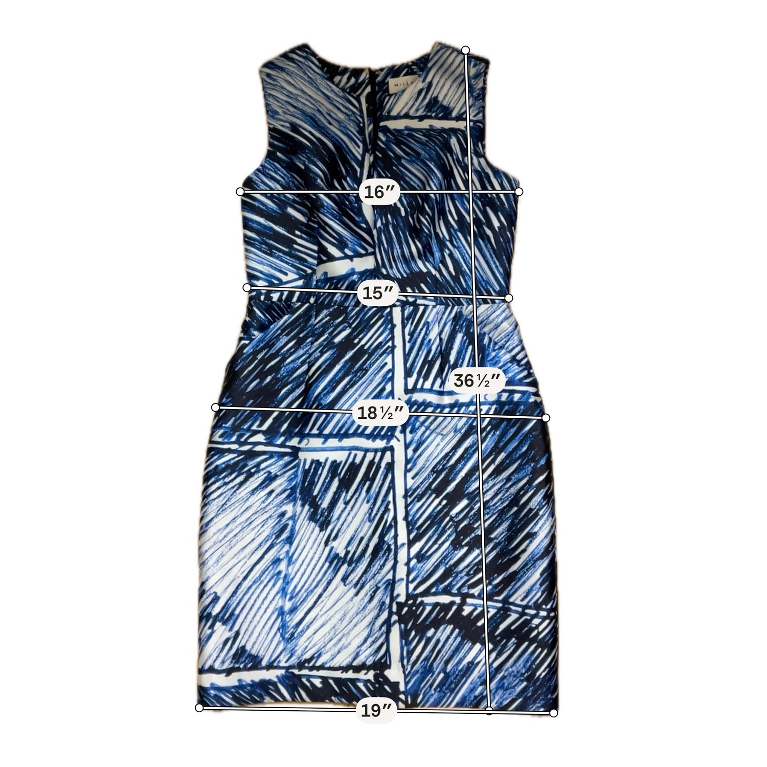 Milly Abstract Scribble Print Sheath Dress Made in USA Size 10