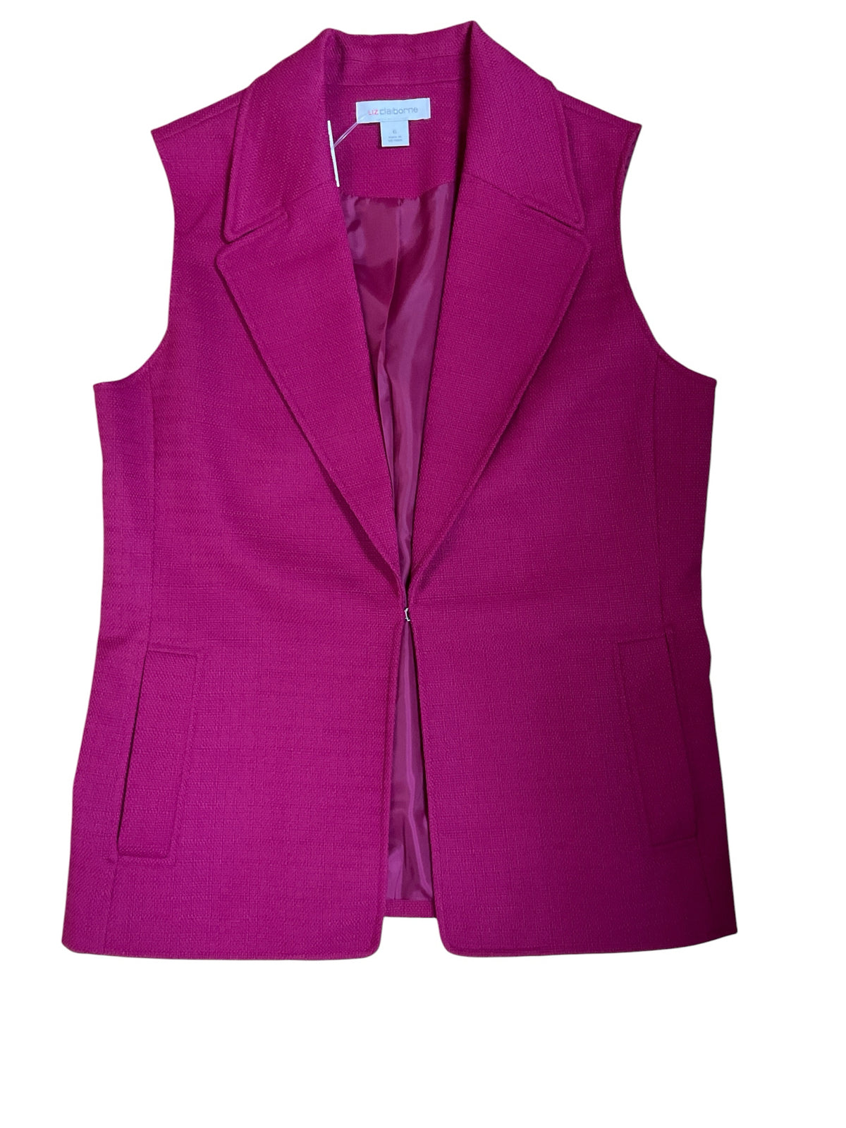 Liz Claiborne Raspberry Pink Notched Lapel Blazer Vest Size 6