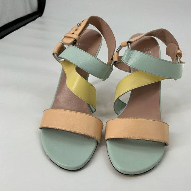 Stuart Weitzman Aqua/Peach/Yellow Pre-Owned Ladies Heel Size 9.5 - Margaret’s Fine Consignment