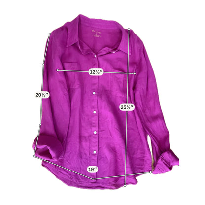 Lilly Pulitzer Sea View Fuchsia Pink Linen Button Down Top Size Large