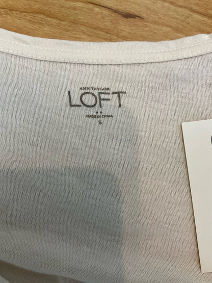 LOFT Ann Taylor Sequin Front Sleeveless Tank Top Cream Small