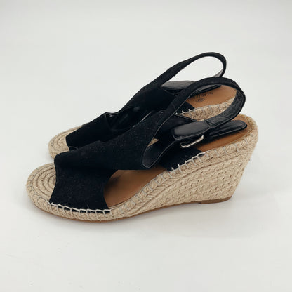 Susina Nola Black Faux Suede Espadrille Wedge Sandals Size 8 NWT