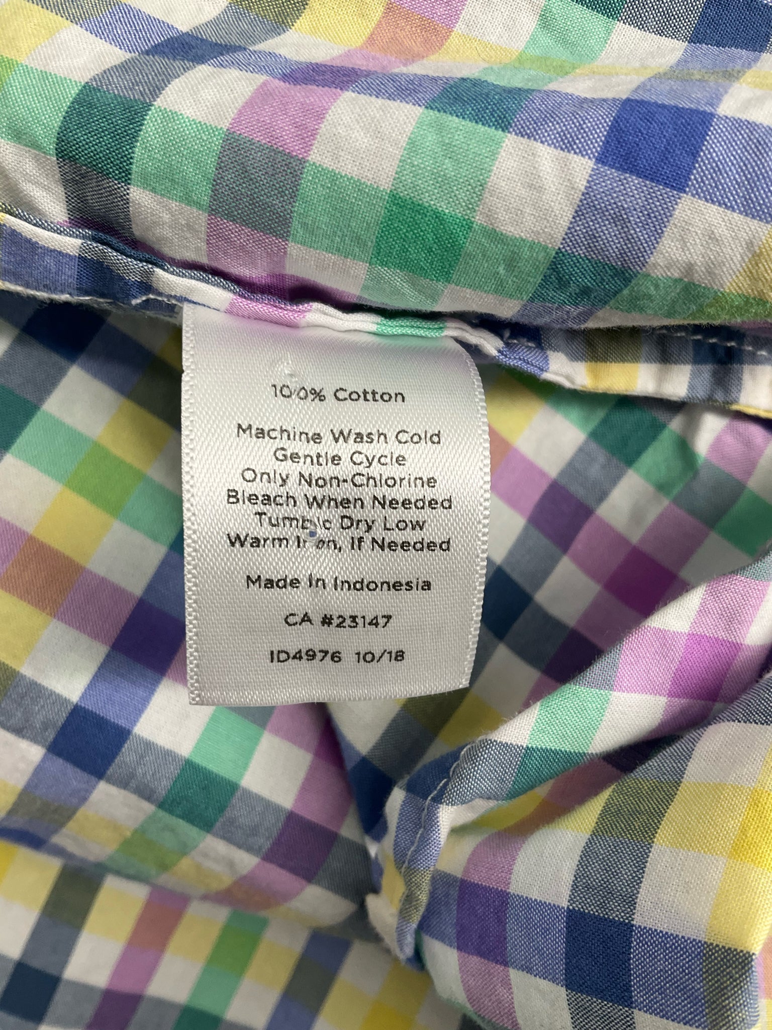 Talbots White/Blue/Green/Pink Checkered Ladies Casual Top -  Size 3X Petite