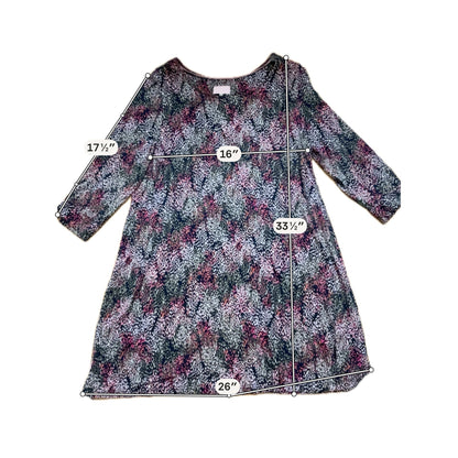 Joules Navy Abstract Print Swing Tunic Dress 3/4 Sleeve US 14