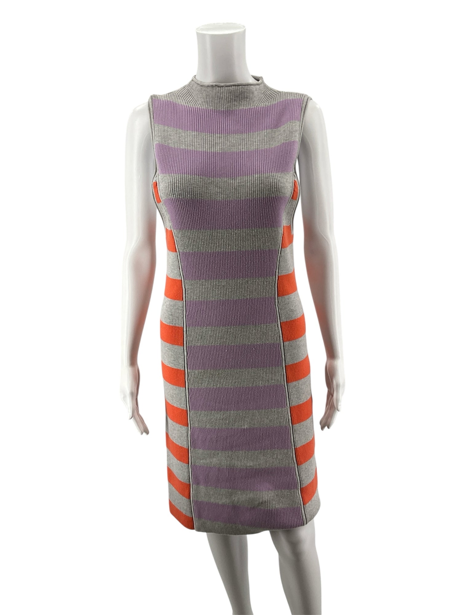 Daily Practice by Anthropologie gray/purple/orange Sleeveless Striped Midi Sweater Dress Size Large NWT - Size L