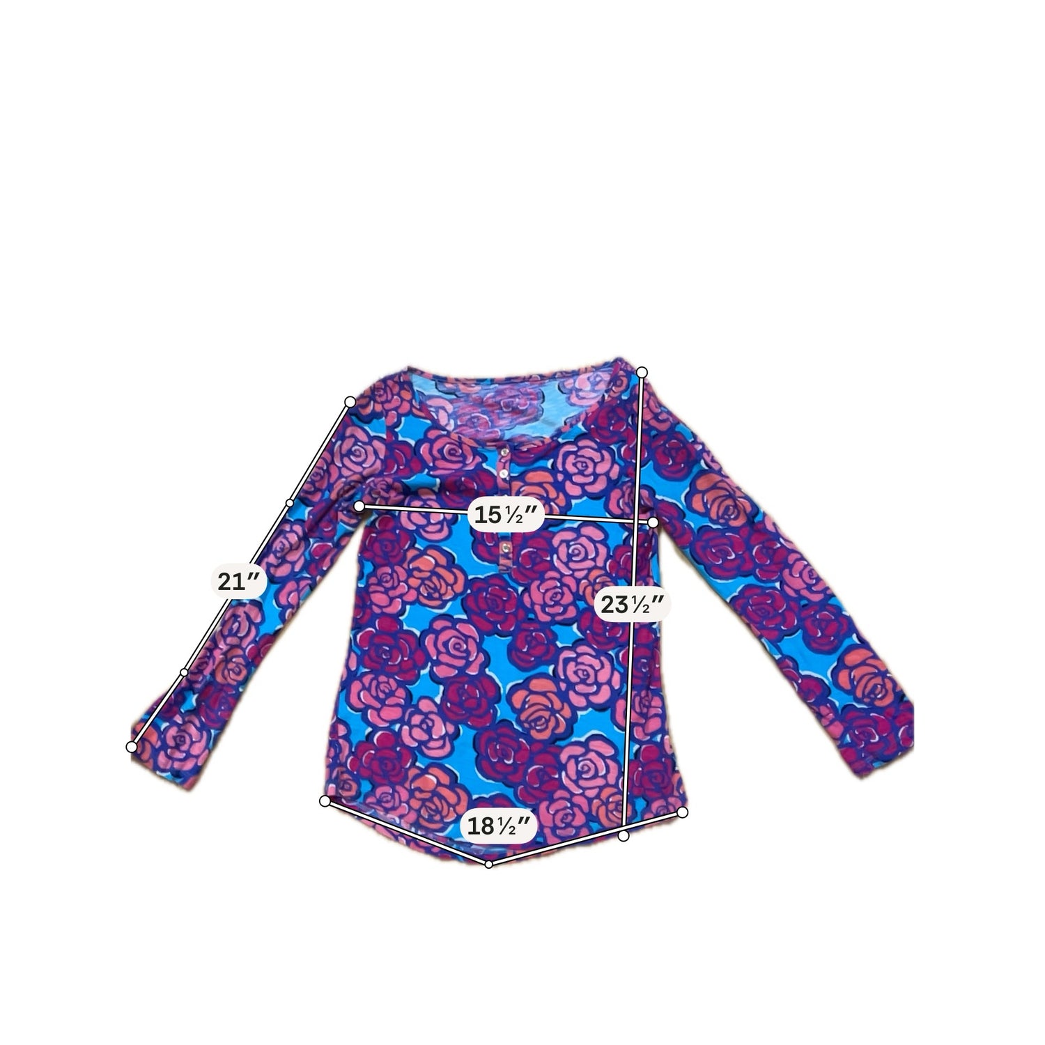 Lilly Pulitzer Sea View Henley Top In The Vias Floral Print Size Medium